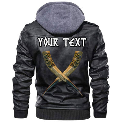 (Custom) Ligerking - Drakkar Ship Sailing On The Stormy Sea Leather Jacket A35