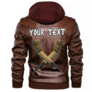 (Custom) Ligerking - Drakkar Ship Sailing On The Stormy Sea Leather Jacket A35