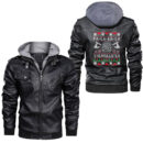 Ligerking - Fa La La Valhalla Viking Ship Ugly Christmas Xmas Leather Jacket A35