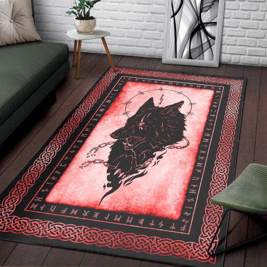 Ligerking Area Rug - Fenrir Break the Chain Red Area Rug A35