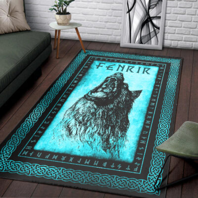 Ligerking Area Rug - Fenrir Howling Cyan Area Rug A35