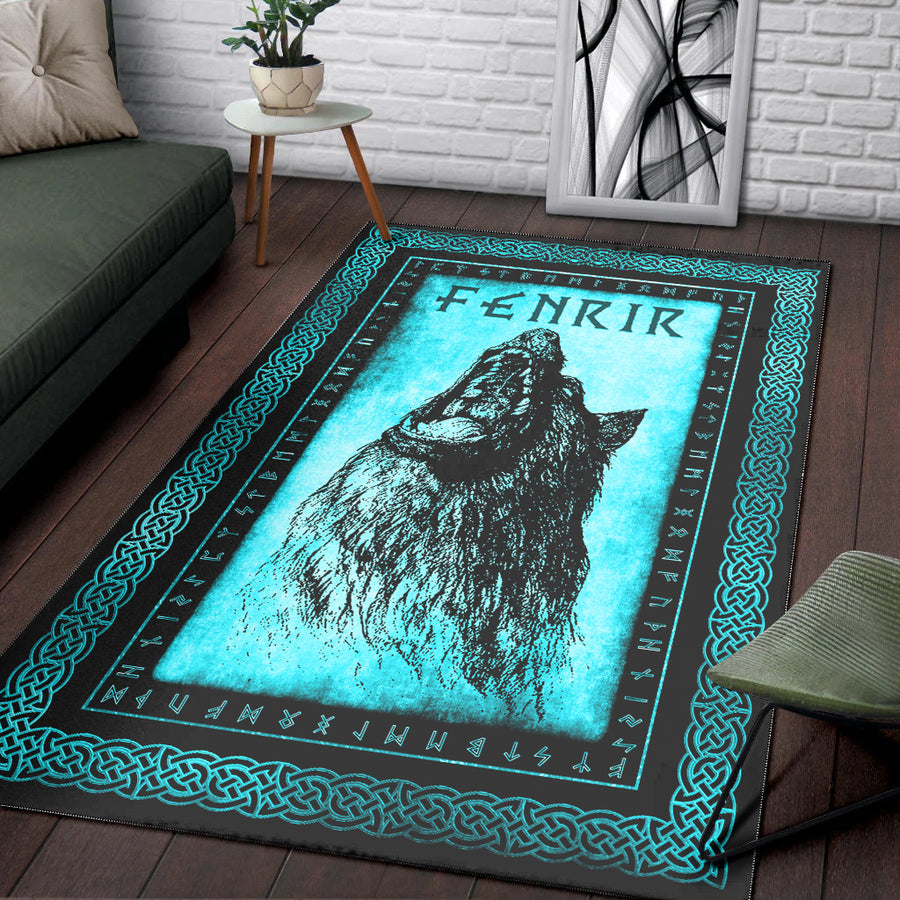 Ligerking Area Rug - Fenrir Howling Cyan Area Rug A35
