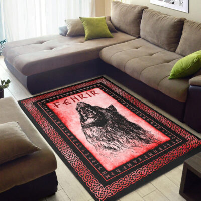 Ligerking Area Rug - Fenrir Howling Red Area Rug A35