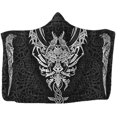 Ligerking Hooded Blanket - Fenrir Norse Mythology Black and White A35