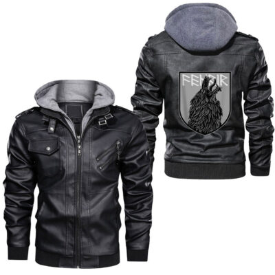 Ligerking - Fenrir the Wolf of Odin for Wolf Lover with Fenrir Wolf Leather Jacket A35