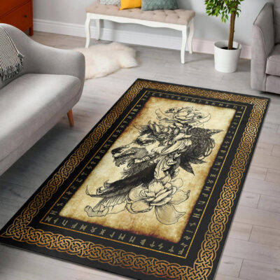 Ligerking Area Rug - Fenrir Raven and Flower Area Rug A35