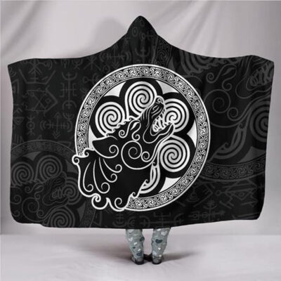 Ligerking Hooded Blanket - Fenrir Tattoo Stylized A35