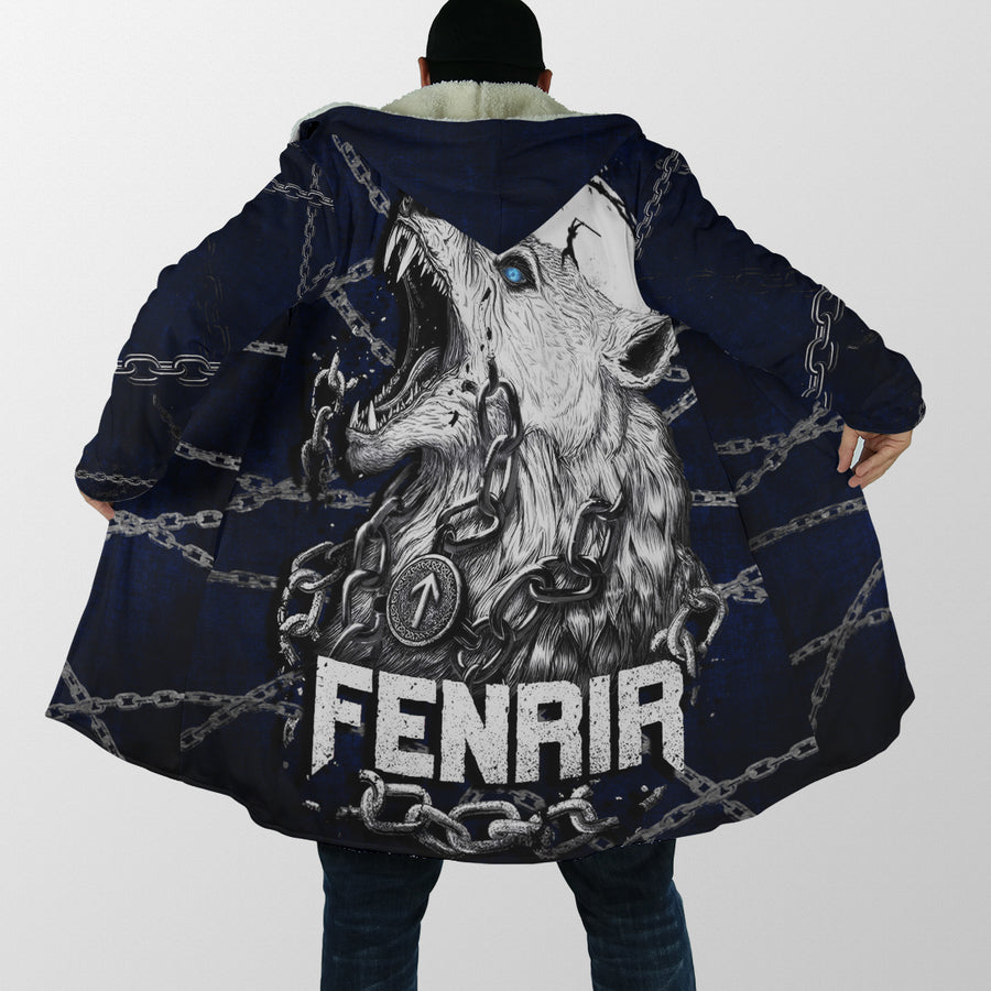 Ligerking Clothing - Viking Premium Cloak - Fenrir With Chains Background A35