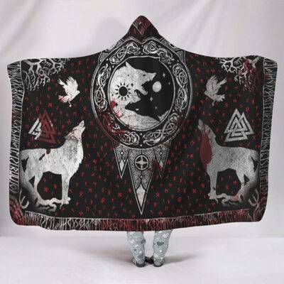 Ligerking Hooded Blanket - Fenrir With Symbol Blood Style A35