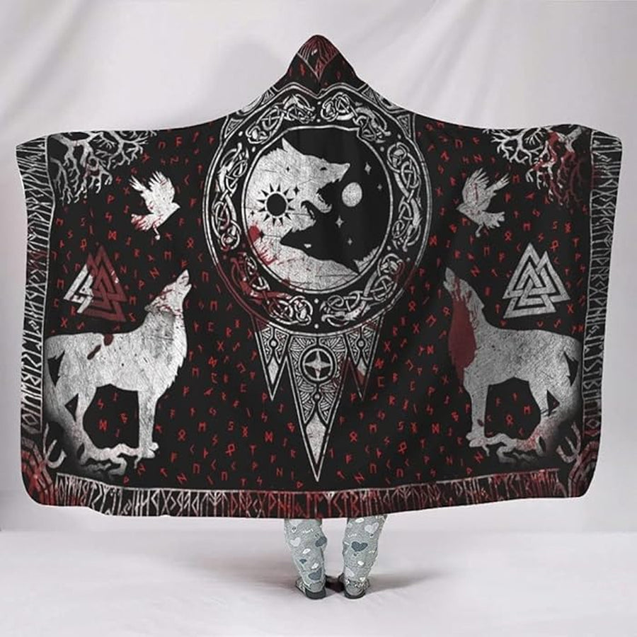 Ligerking Hooded Blanket - Fenrir With Symbol Blood Style A35