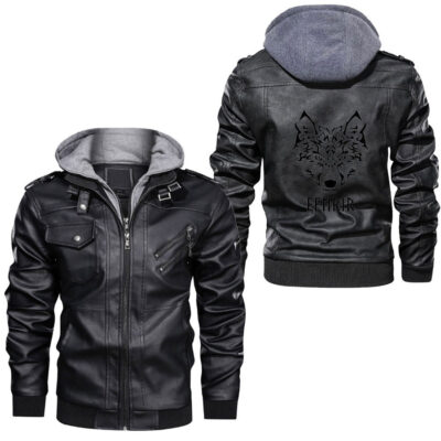 Ligerking - Fenrir Wolf Odin Norse Mythology Leather Jacket A35