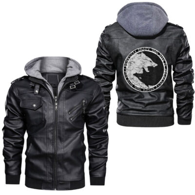 Ligerking - Fenrir Wolf Of Odin With Norse Runes Leather Jacket A35