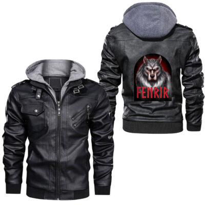 Ligerking - Fenrir Wolf Vargr Viking Norse Mythology Warg Myth Animal Leather Jacket A35