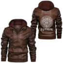 Ligerking - Fenrir Viking Wolf With Norse Runes Leather Jacket A35