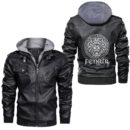 Ligerking - Fenrir Viking Wolf With Norse Runes Leather Jacket A35