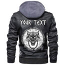 (Custom) Ligerking - Fenrir Wolf And Moon Leather Jacket A35