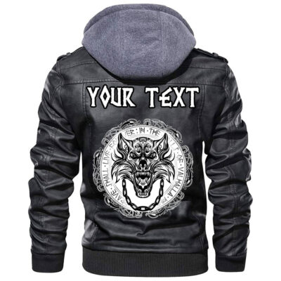 (Custom) Ligerking - Fenrir Wolf And Moon Leather Jacket A35