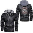 Ligerking - Fenrir Wolf Of Odin Norse Runes Thor Hammer Mjolnir Leather Jacket A35