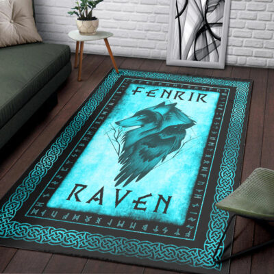 Ligerking Area Rug - Fenrir and Raven Cyan Area Rug A35