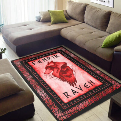 Ligerking Area Rug - Fenrir and Raven Red Area Rug A35