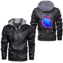 Ligerking - Fenrir Wolf and Moon with Raven Viking graphic Leather Jacket A35