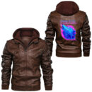Ligerking - Fenrir Wolf and Moon with Raven Viking graphic Leather Jacket A35