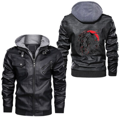 Ligerking - Fenrir Wolf Nordic Symbol Rune Thor Odin Norsemen Viking Leather Jacket A35