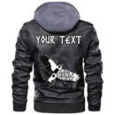 (Custom) Ligerking - Fighting Axes Raven Skull Fantasy Warrior Inscription Hero Leather Jacket A35