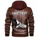 (Custom) Ligerking - Fighting Axes Raven Skull Fantasy Warrior Inscription Hero Leather Jacket A35
