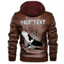 (Custom) Ligerking - Flying Black Raven In Circle Of Scandinavian Runic Symbols Leather Jacket A35