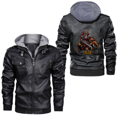 Ligerking - Full Moon Raven Bird Gift Scary Crow Leather Jacket A35
