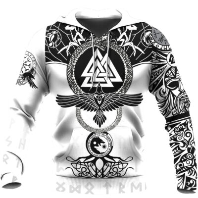 Ligerking Hoodie - Ouroboros Raven and Valknut Tattoo A35