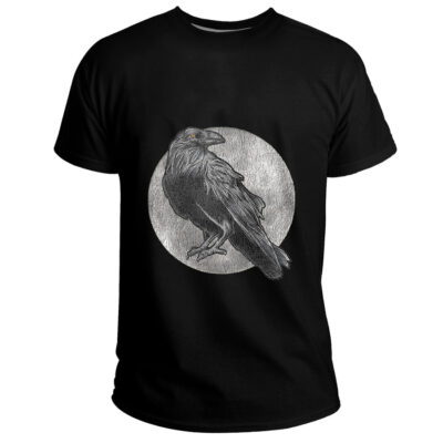 Ligerking Clothing (Custom) - Full Moon Raven Bird Gift Scary Crow Basic T-Shirt A35