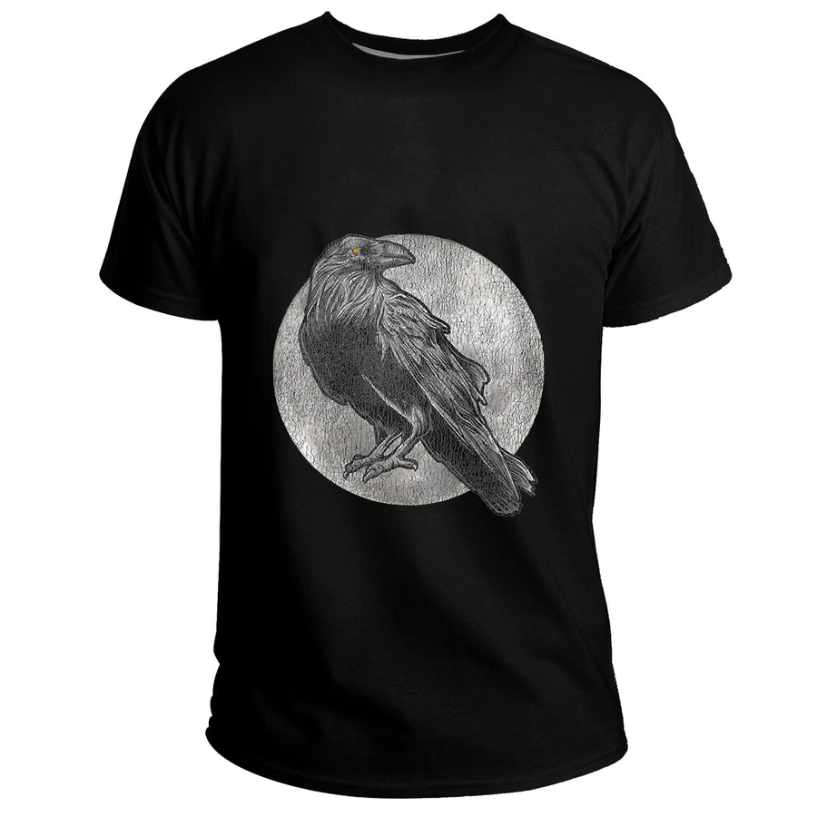 Ligerking Clothing (Custom) - Full Moon Raven Bird Gift Scary Crow Basic T-Shirt A35