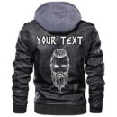 (Custom) Ligerking - God Odin With Two Ravens Leather Jacket A35
