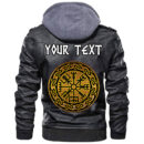 (Custom) Ligerking - Golden Odin's Celtic Raven Leather Jacket A35