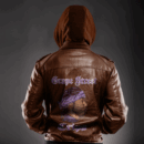 Ligerking Jacket - Grape Street Crips Handsign Zipper Leather Jacket A31