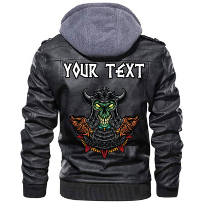 (Custom) Ligerking - Great Dragon Head With Horns Leather Jacket A35
