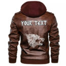 (Custom) Ligerking - Grizzly Bear Head With Ancient Pagan Valknut Leather Jacket A35