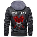 (Custom) Ligerking - Head Of Fierce Wolf Against The Background Of Swords Leather Jacket A35