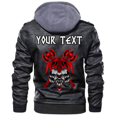 (Custom) Ligerking - Head Of Fierce Wolf Against The Background Of Swords Leather Jacket A35