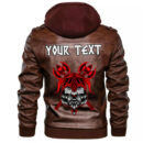 (Custom) Ligerking - Head Of Fierce Wolf Against The Background Of Swords Leather Jacket A35