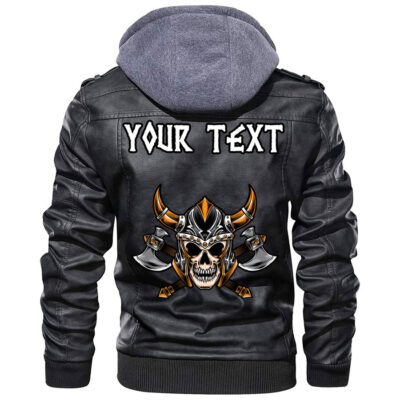 (Custom) Ligerking - Head Skull Axe Leather Jacket A35