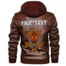 (Custom) Ligerking - Head Two Battle Axes And Sword Leather Jacket A35