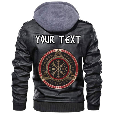 (Custom) Ligerking - Helm Of Awe Icelandic Magical Stave Leather Jacket A35