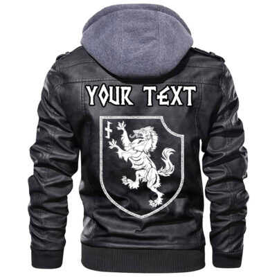 (Custom) Ligerking - Heraldic Lions With Sword Compass Ancient Leather Jacket A35