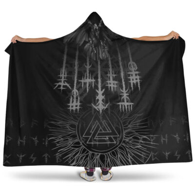 Ligerking Hooded Blanket - Raven and Valknut Hooded Blanket A94