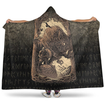 Ligerking Hooded Blanket - Viking-Wild-Boar Hooded Blanket A7