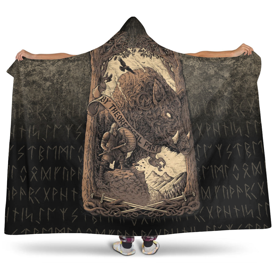 Ligerking Hooded Blanket - Viking-Wild-Boar Hooded Blanket A7