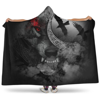 Ligerking Hooded Blanket -Angry Moon Wolf Hooded Blanket A31